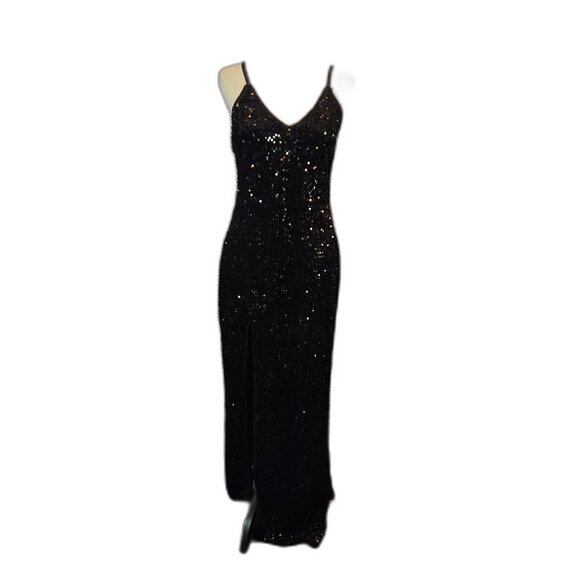 SIMPLEE Women Evening Dress, Sexy V Neck, Bodycon, Sequin, w/ Slit Sz: XL Black - Picture 4 of 14
